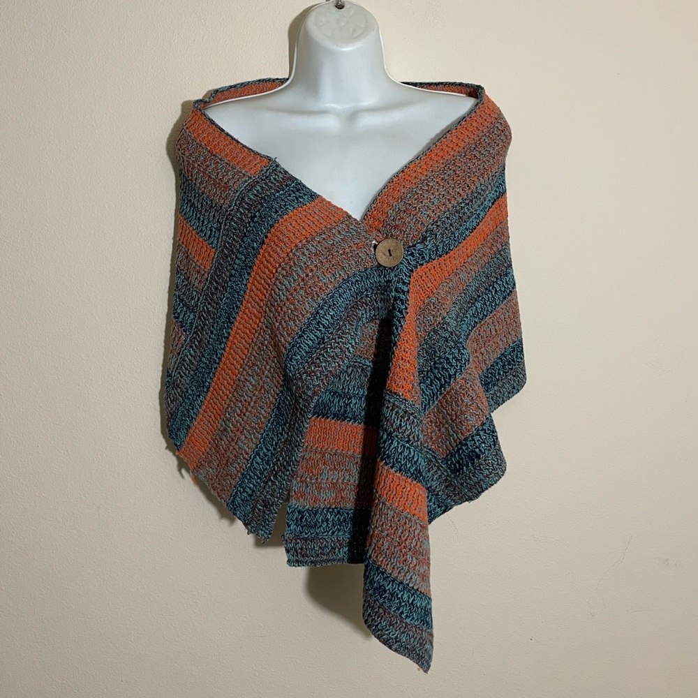 MissLook Orange Blue Knit Wrap Scarf Shawl
